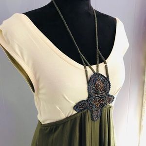 Free People Beaded Tie-Up Short sleeved Dress